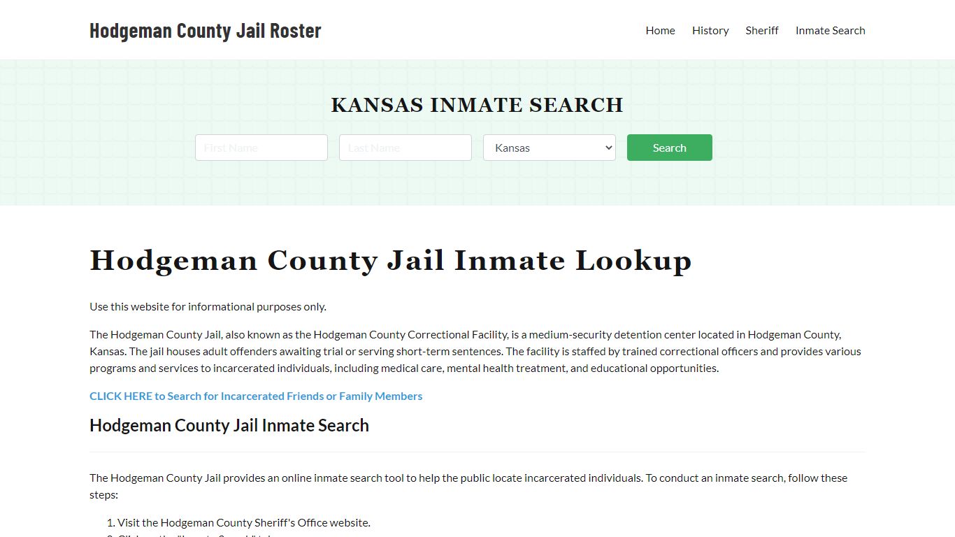 Hodgeman County Jail Roster Lookup, KS, Inmate Search