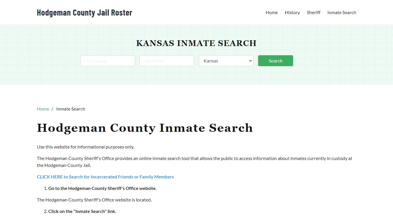 Hodgeman County, KS Detainee Lookup