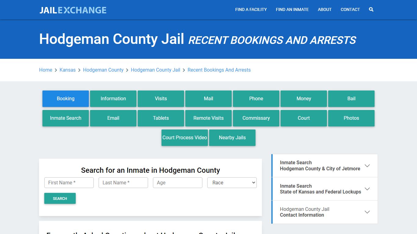 Hodgeman County Jail Recent Bookings And Arrests - Jail Exchange