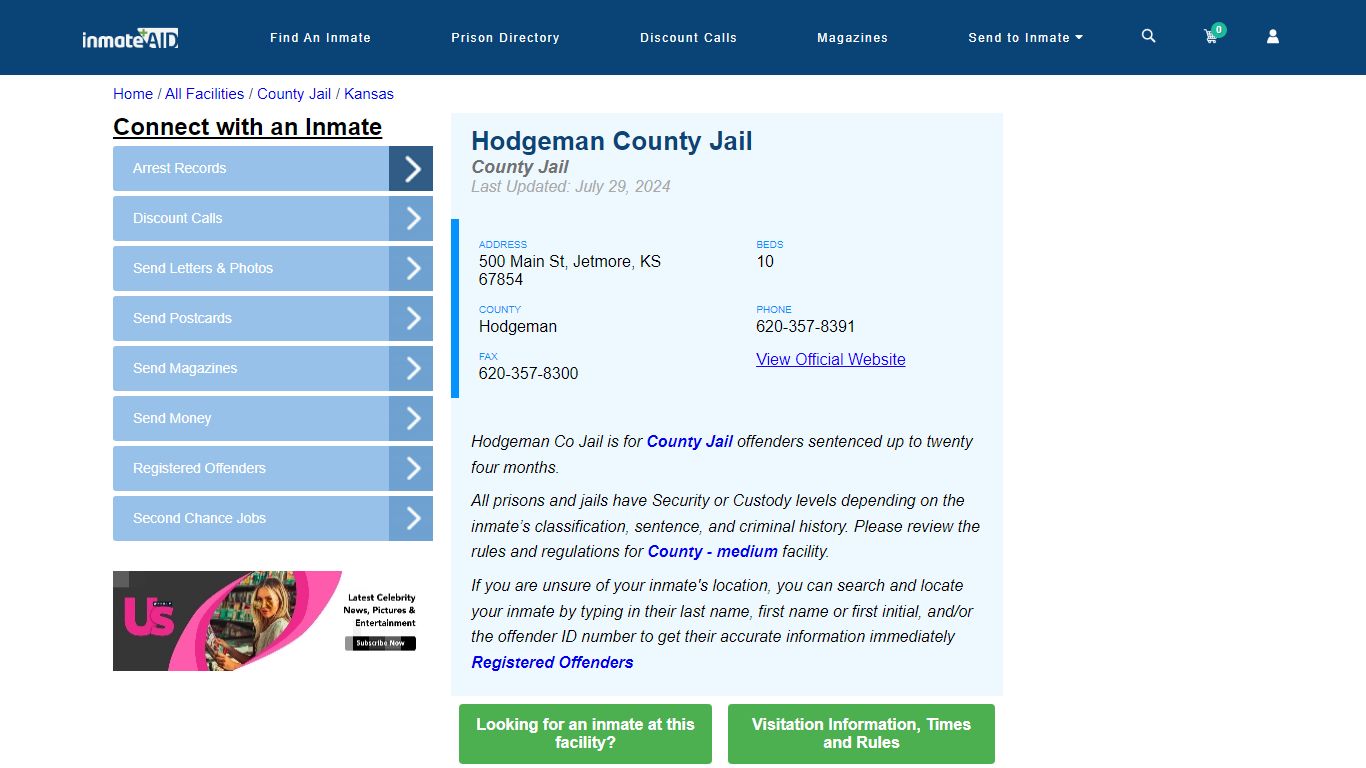 Hodgeman County Jail - Inmate Locator