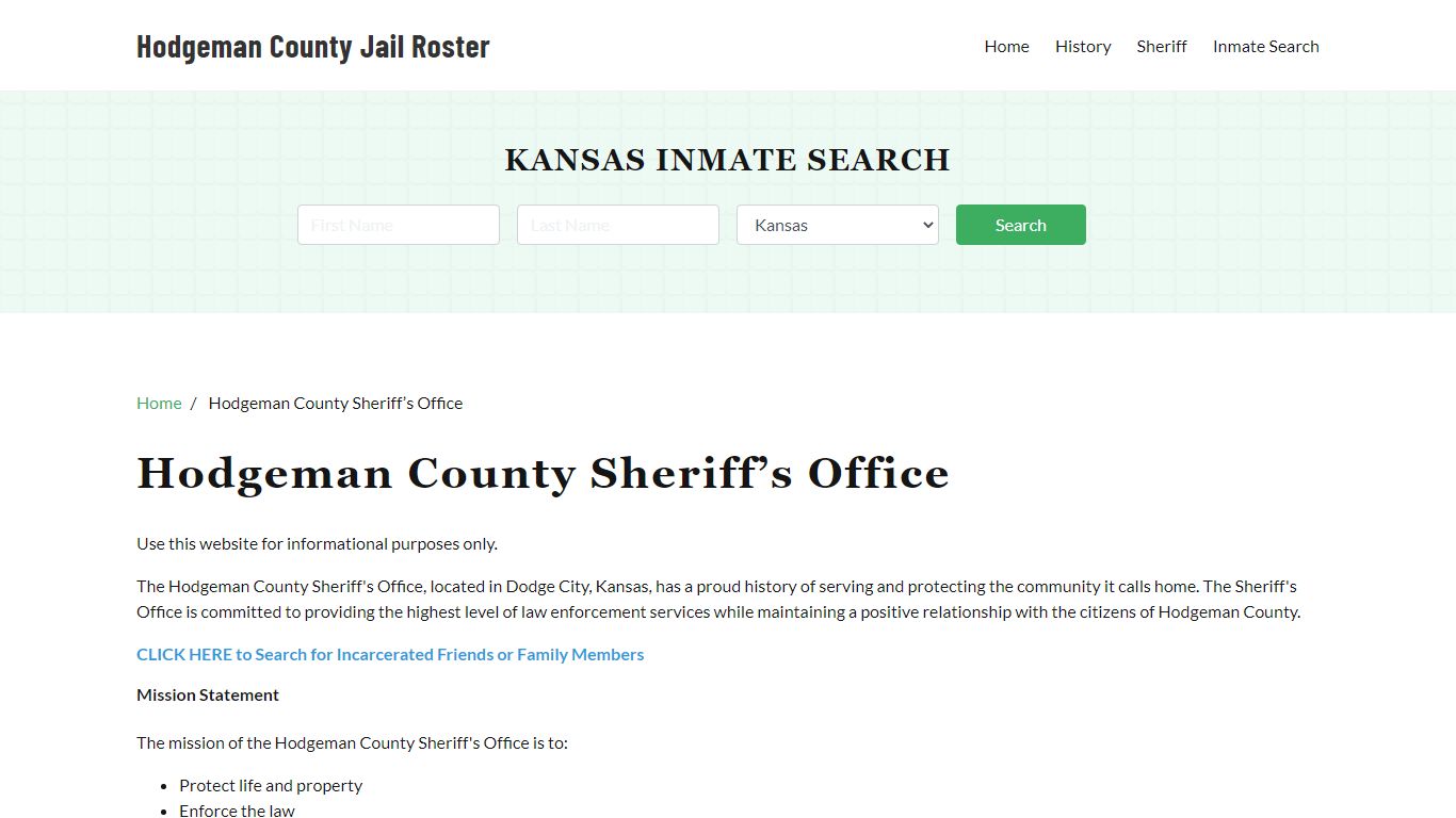 Hodgeman County Sheriff Office, KS, Arrest Warrants Search